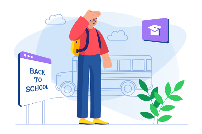 Student going back to school  Illustration