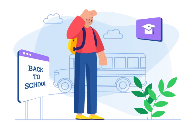 Student going back to school  Illustration