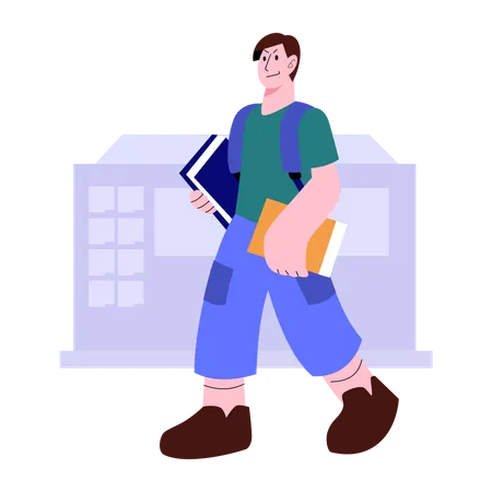 Student going to school  Illustration