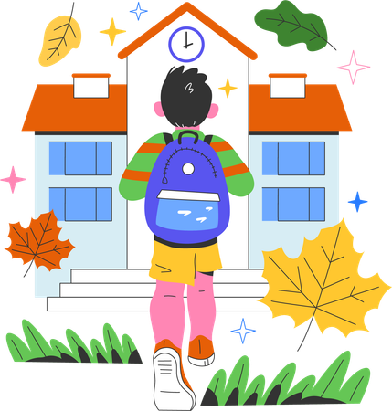 Student going to school  Illustration