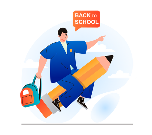 Student going to school  Illustration
