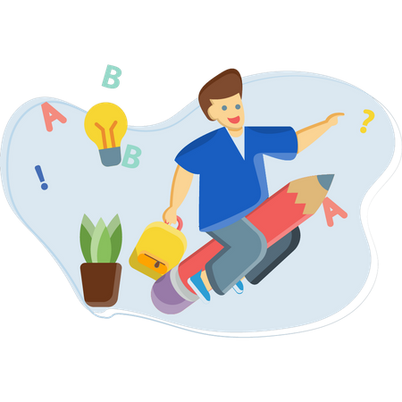 Student going to school  Illustration