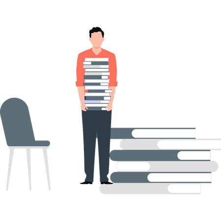 Student hält Bündel Bücher  Illustration