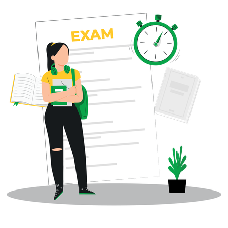 Student has submitted his exam paper on time  일러스트레이션