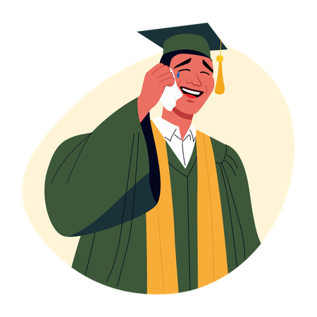 Student having joyful tears  Illustration