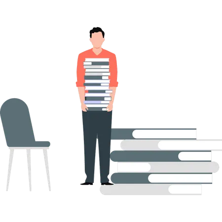 Student holding bundle of books  Illustration