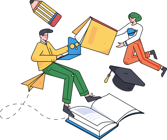 Student im Bereich Buchverwaltung  Illustration