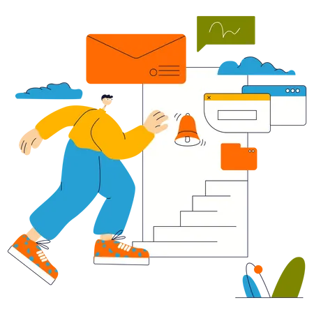 Schüler in Eile zum Unterricht  Illustration