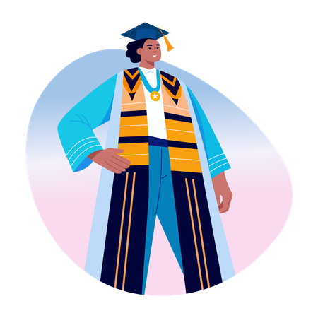 Student in graduation attire  Illustration