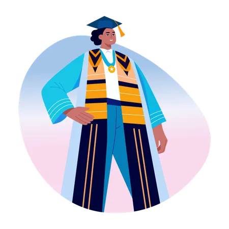Student in graduation attire  Illustration