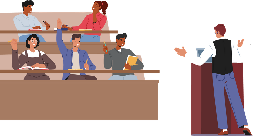 Student In Lecture Hall Illustration