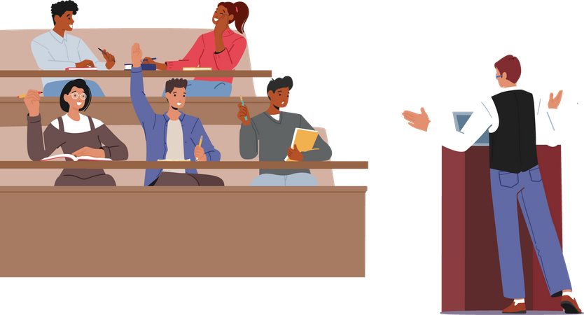 Student In Lecture Hall  Illustration