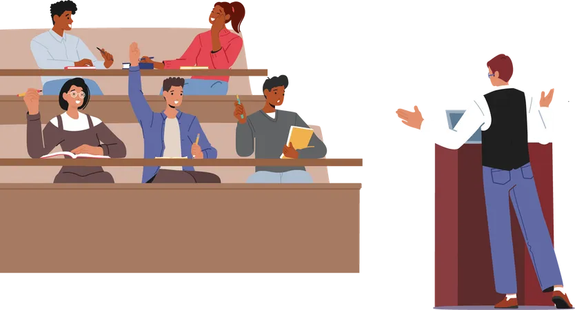 Student In Lecture Hall  Illustration