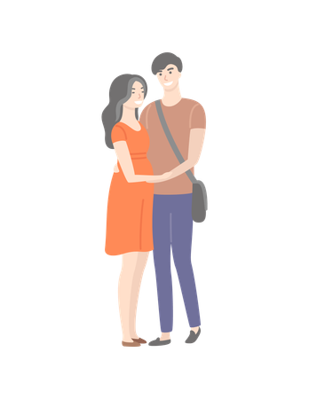 Student in love standing together  Illustration