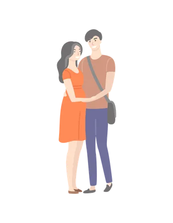 Student in love standing together  Illustration