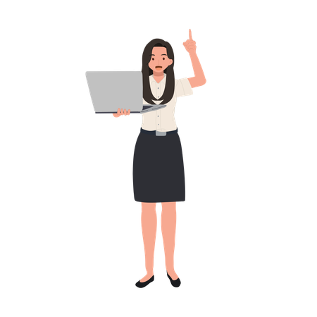 Student in Uniform Presents with Laptop  Illustration