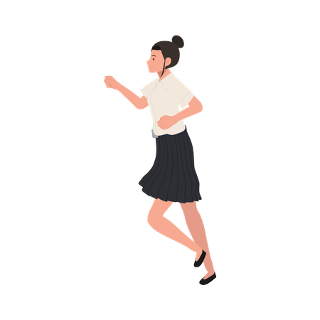 Student in uniform running for Hurrying to Class  Illustration
