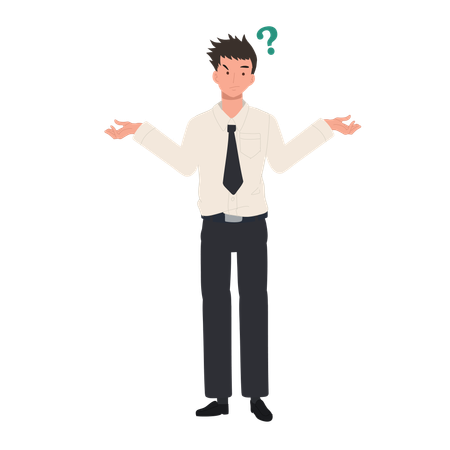Student in Uniform with Question Mark  Illustration