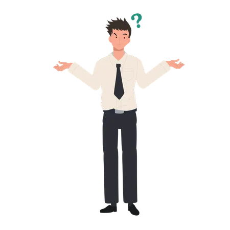 Student in Uniform with Question Mark  イラスト