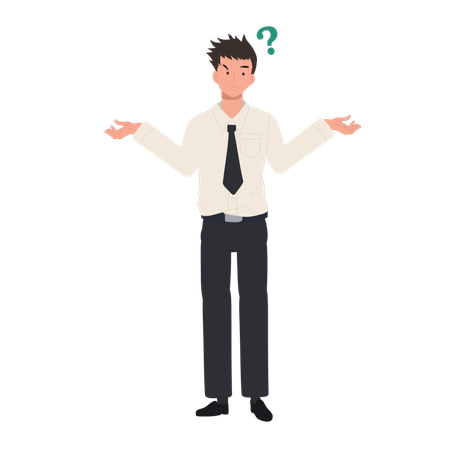 Student in Uniform with Question Mark  Illustration