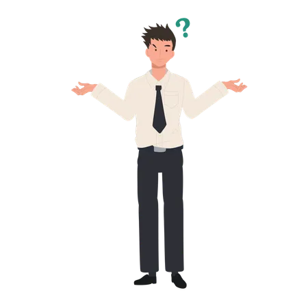 Student in Uniform with Question Mark  Illustration