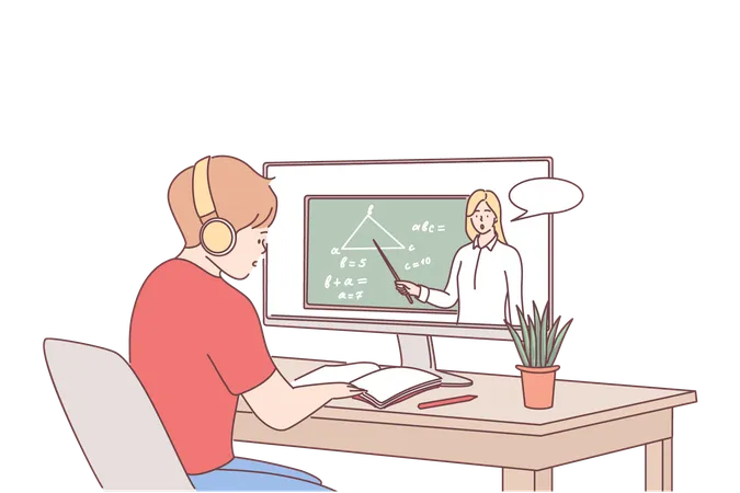 Student is attending online mathematics class  Illustration