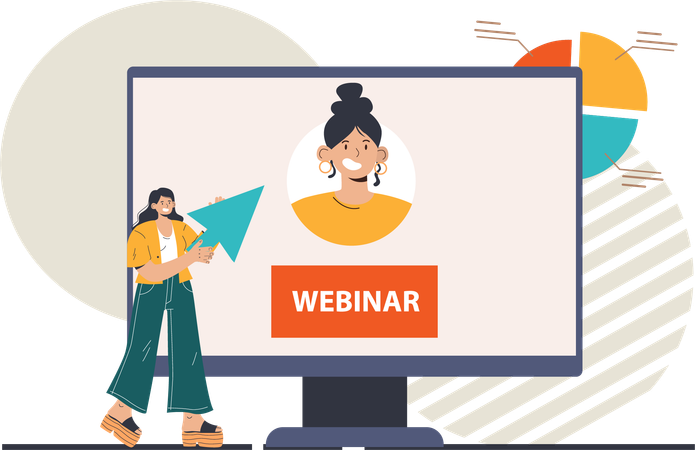 Student is attending webinar  Illustration