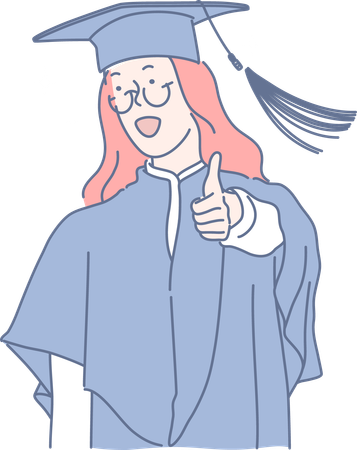 Student is cheering in graduation ceremony  Illustration