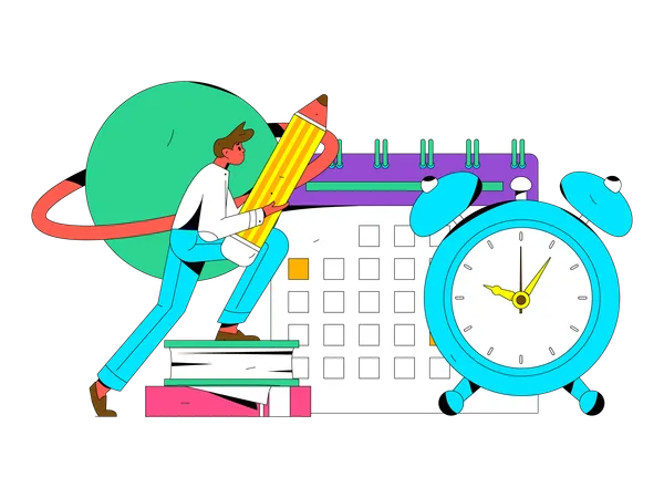 Student is scheduling time management  Illustration