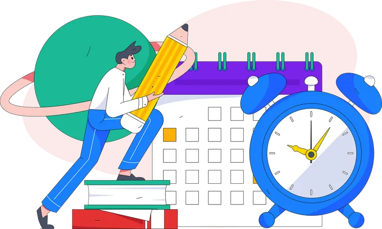 Student is scheduling time management  Illustration