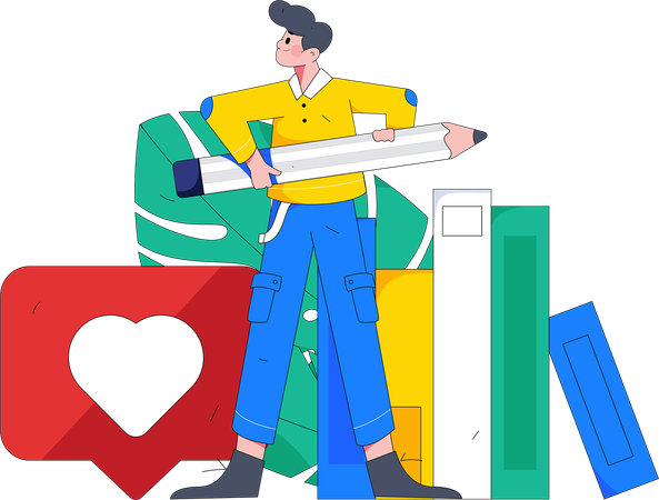 Student is viewing social media response  イラスト