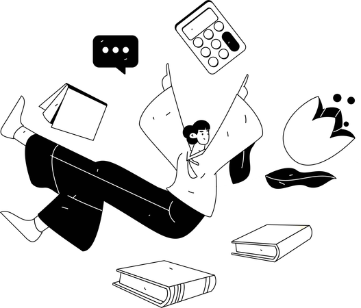 Student learning Geometry from books  Illustration