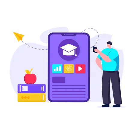 Educational Learning App Commonly Known As Mobile Learning Flat Illustration Design Illustration