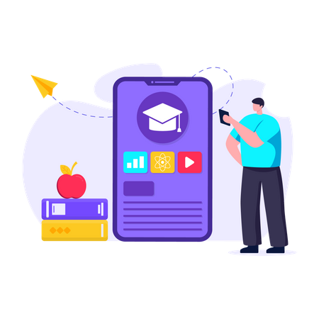 Student learning online and getting online degree  イラスト