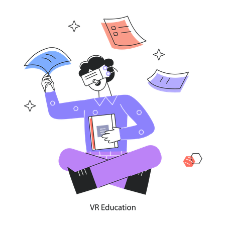 Student Learning Through Vr Education  Illustration