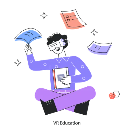 Student Learning Through Vr Education  Illustration