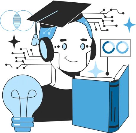 Self Study As An Artificial Neural Network Benefit Self Learning Computing System For Data Processing Deep Machine Learning Modern Technology Flat Vector Illustration Illustration