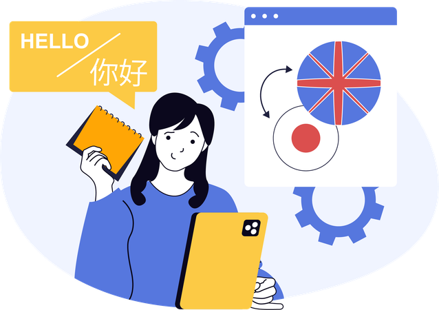 Student learns international language  Illustration