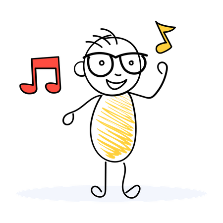 Student listening Music  イラスト