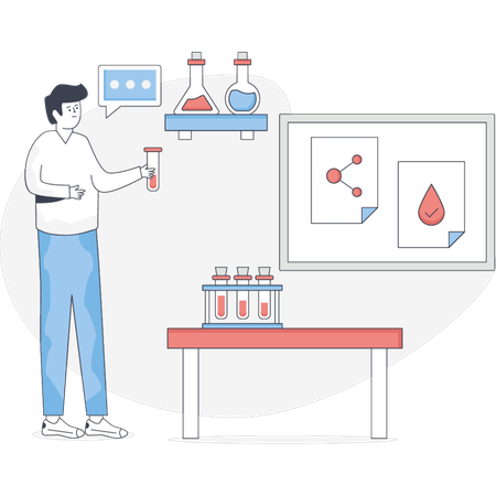 Student macht Experiment im Chemielabor  Illustration