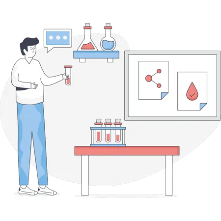 Student macht Experiment im Chemielabor  Illustration