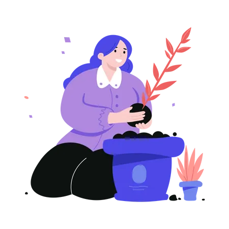 Student beim Pflanzen  Illustration
