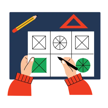 Student making math shapes  Illustration