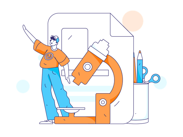 Student performs lab experiment  Illustration