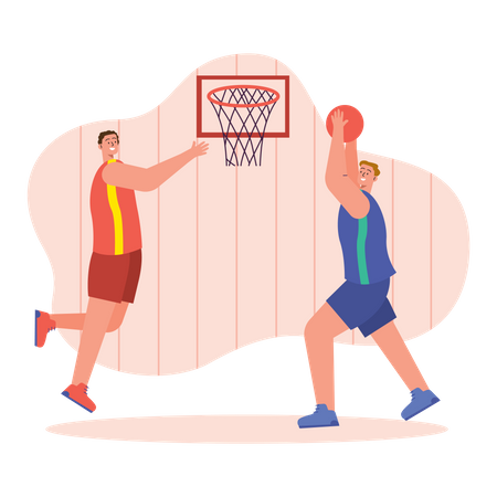 Student playing basketball Illustration
