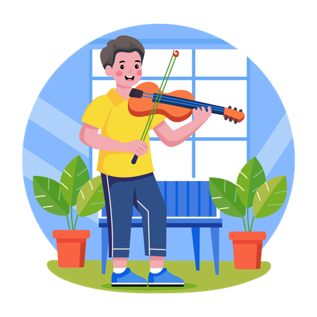 Student playing violin  Illustration