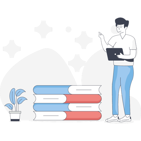Student pointing education books  Illustration