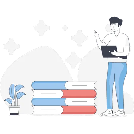 Student pointing education books  Illustration