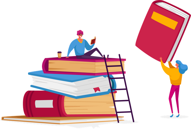 Student Prepare to Exams in University or College Illustration