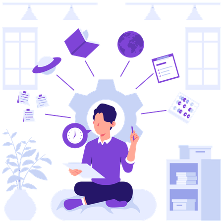 Student prepares for exam  Illustration